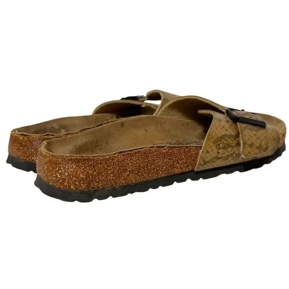 Birkenstock Birki's Catalina Snakeskin Gold Slide Sandals Women’s Size 8 *FLAWS* - Picture 5 of 16